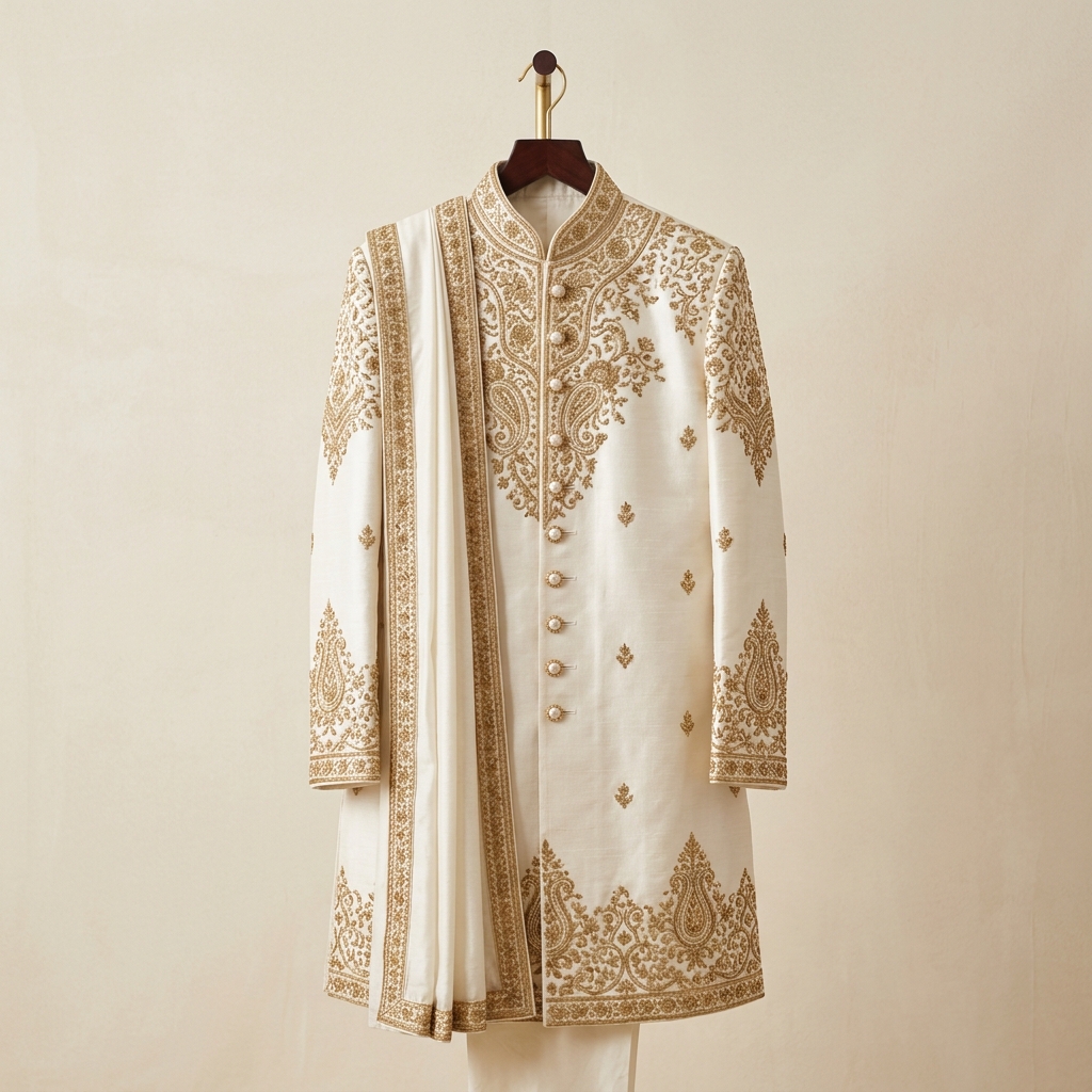 Ivory Pearl Sherwani